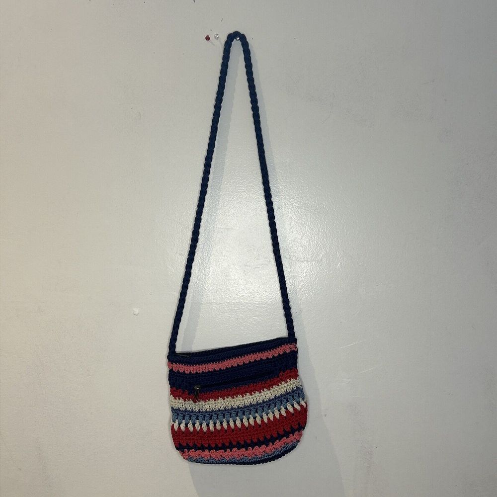 Croft & Barrow Crocheted Hobo Bag Red White Blue Stripes Patriotic 4th July